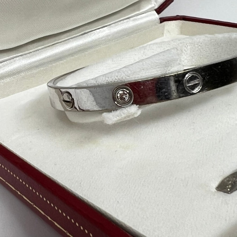 Cartier Love Bracelet 18K White Gold 6 Diamonds B6035417 Box and Screwdriver - Picture 2 of 5